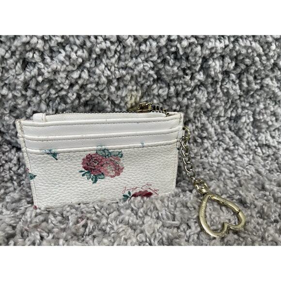 JUICY Small White Rose Floral Bi Fold Zippered Wallet & Card Holder Set - Picture 8 of 10